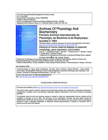 Archives Of Physiology And Biochemistry