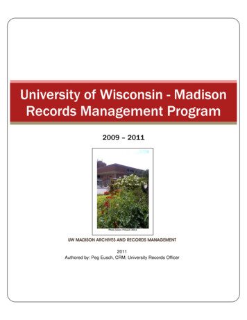 University Of Wisconsin - Madison Records Management Program