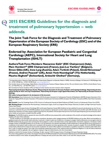 2015 ESC/ERS Guidelines For The Diagnosis And Treatment Of Pulmonary .