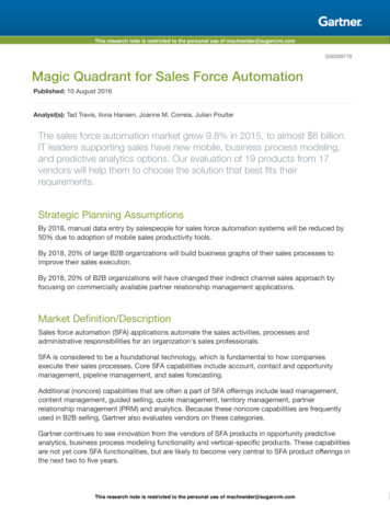 Magic Quadrant For Sales Force Automation - Integros