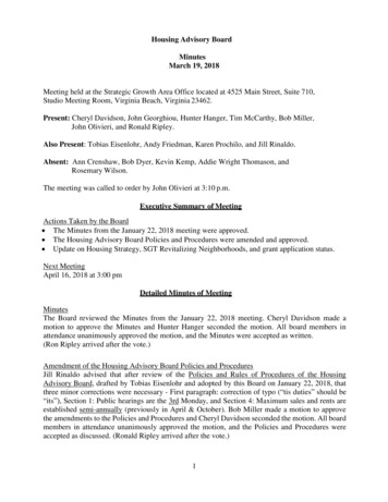 Housing Advisory Board Minutes March 19, 2018 - VBgov 