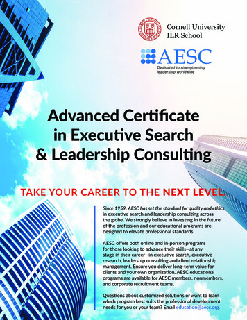 Advanced Certificate In Executive Search & Leadership Consulting - AESC