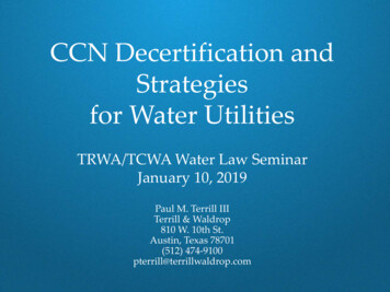 CCN Decertification And Strategies For Water Utilities