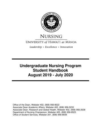 Undergraduate Nursing Program Student Handbook August 2019 - July 2020