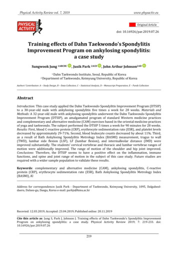Training Effects Of Dahn Taekwondo’s Spondylitis .