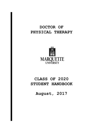 DOCTOR OF PHYSICAL THERAPY - Marquette University