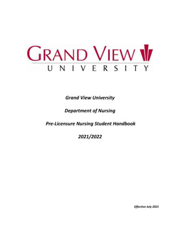 Grand View University Department Of Nursing Pre-Licensure Nursing .