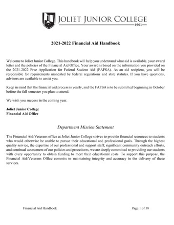 2021-2022 Financial Aid Handbook - Joliet Junior College