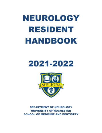 NEUROLOGY RESIDENT HANDBOOK 2021-2022