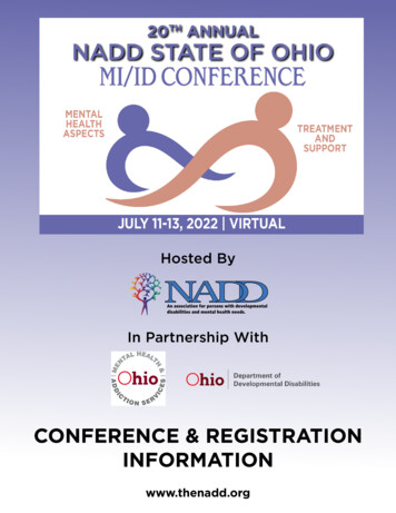CONFERENCE & REGISTRATION INFORMATION - The NADD