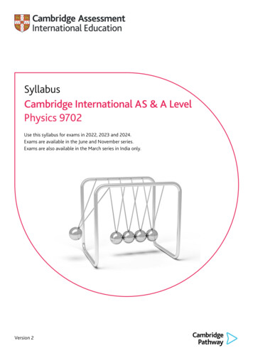 Syllabus Cambridge International AS & A Level Physics 9702