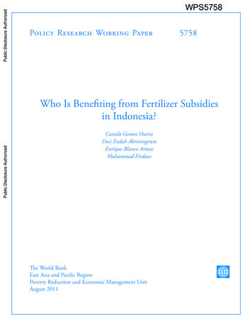 Who Is Bene Ting From Fertilizer Subsidies In Indonesia?