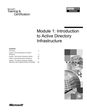 Module 1: Introduction To Active Directory Infrastructure