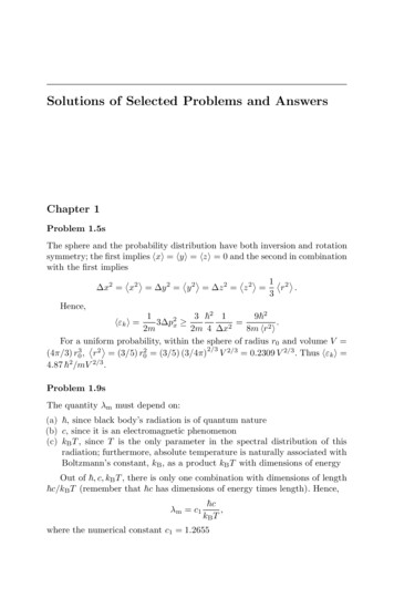 Solutions Of Selected Problems And Answers