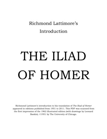 THE ILIAD OF HOMER - University Of Chicago Press