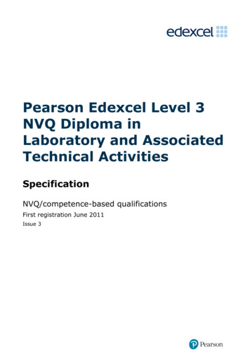 Pearson Edexcel Level 3 NVQ Diploma In Laboratory And .
