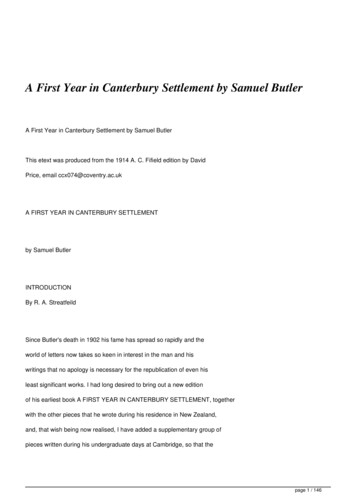 A First Year In Canterbury Settlement By Samuel Butler