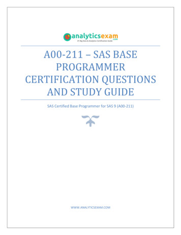 A00-211 – SAS Base Programmer Certification Questions And .