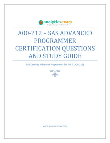 A00-212 – SAS Advanced Programmer Certification 