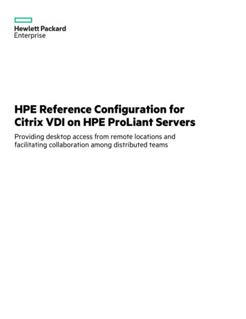 HPE Reference Configuration For Citrix VDI On HPE ProLiant Servers