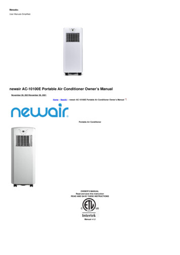 Newair AC-10100E Portable Air Conditioner Owner's Manual - Manuals 