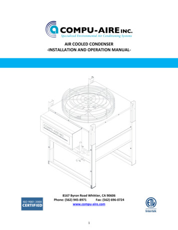 AIR COOLED CONDENSER -INSTALLATION AND OPERATION MANUAL- - Compu-Aire