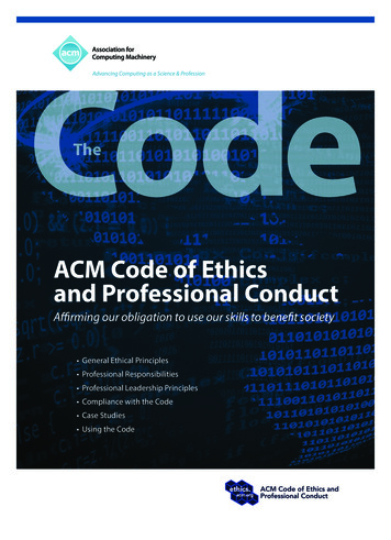 ACM Code Of Ethics Booklet