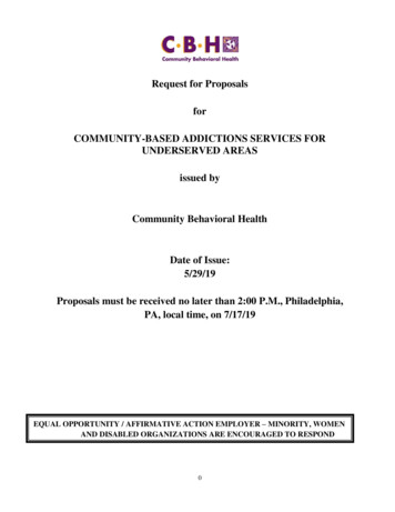 Request For Proposals For COMMUNITY-BASED ADDICTIONS SERVICES FOR . - CBH