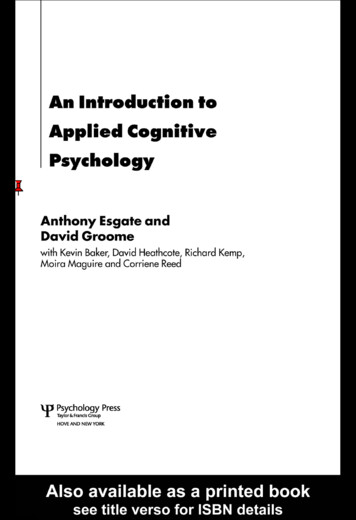 An Introduction To Applied Cognitive Psychology Press 2006