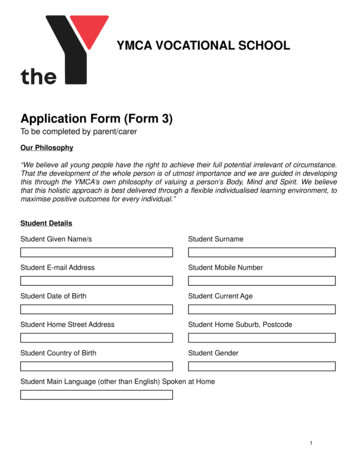 YMCA VOCATIONAL SCHOOL Application Form (Form 3)