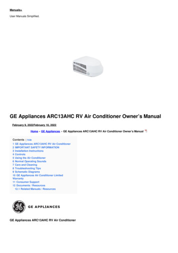 GE Appliances ARC13AHC RV Air Conditioner Owner's Manual - Manuals 