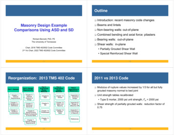 Introduction: Recent Masonry Code Changes Masonry Design .