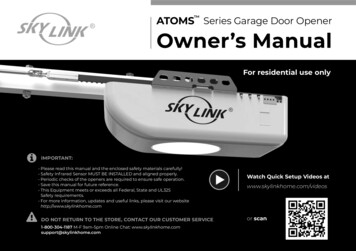 ATOMS Series Garage Door Opener Owner's Manual