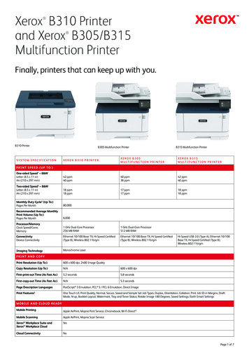 Xerox B310 Printer And Xerox B305/B315 Multifunction Printer