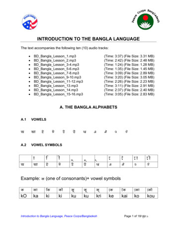 INTRODUCTION TO THE BANGLA LANGUAGE