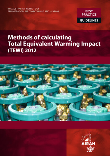 Methods Of Calculating Total Equivalent Warming Impact - AIRAH