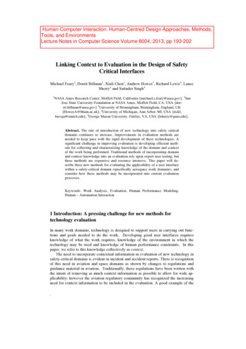 Linking Context To Evaluation In The Design Of Safety .