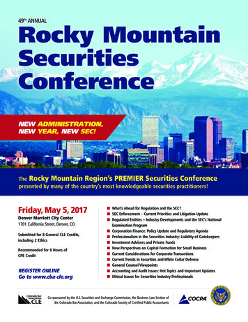 49TH ANNUAL Rocky Mountain Securities Conference