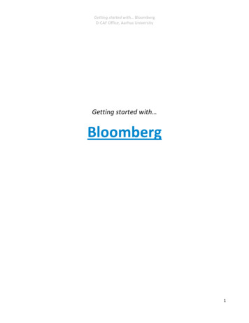 Getting Started With Bloomberg - Masaryk University