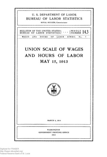 Union Scale Of Wages And Hours Of Labor May 15, 1913 - Fraser