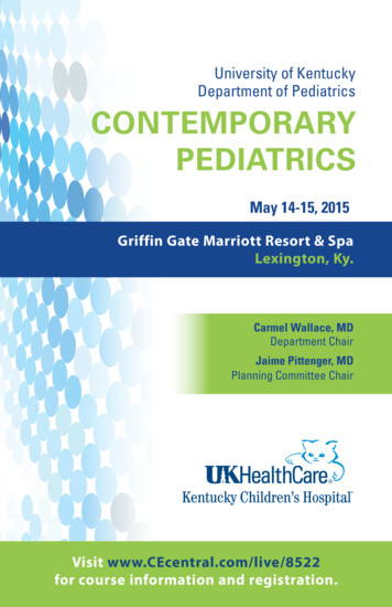 University Of Kentucky Department Of Pediatrics CONTEMPORARY PEDIATRICS