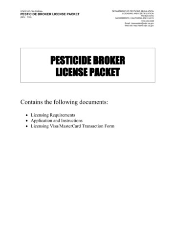 Pesticide Broker License Packet