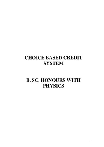 CHOICE BASED CREDIT SYSTEM B. SC. HONOURS WITH 