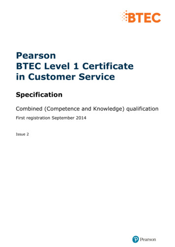 Pearson BTEC Level 1 Certificate In Customer Service