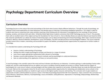 Psychology Department Urriculum Overview