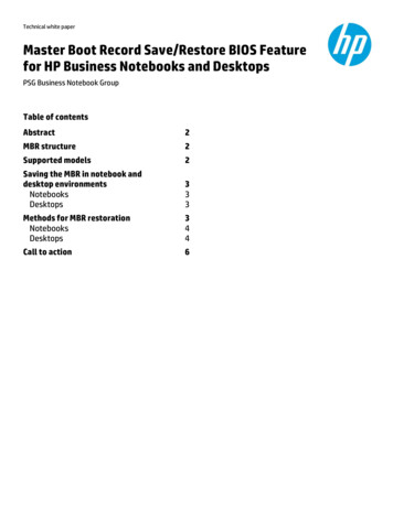 Master Boot Record Save/Restore BIOS Feature For HP Business Notebooks .