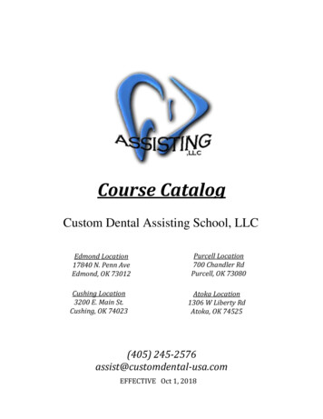Course Catalog - Custom Dental Assisting School