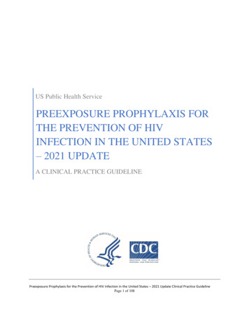 US Public Health Service: PREEXPOSURE PROPHYLAXIS FOR THE PREVENTION OF .