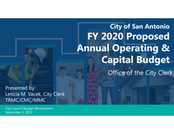 OCC Proposed Budget FY 2020 V3 - San Antonio