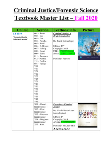Criminal Justice/Forensic Science Textbook Master List .